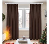 Deconovo Solid Super Soft Thermal Insulated Tape Top Blackout Curtains for Nursery 66 x 90 Chocolate One Pair