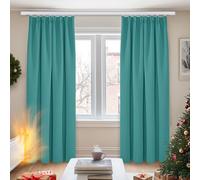 Deconovo Solid Super Soft Thermal Insulated Tape Top Blackout Curtains for Nursery 66 x 90 Turquoise Two Panels