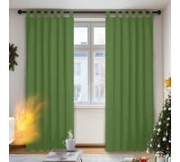Deconovo Solid Tab Top Curtains Thermal Insulated Blackout Curtains for Bedroom 140x175cm Green ONE Pair
