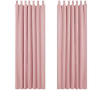 Deconovo Solid Tab Top Thermal Insulated Curtains 55 x 114 Inch Coral Pink 2 Panels