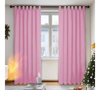 Deconovo Solid Tab Top Thermal Insulated Curtains 55 x 114 Inch Pink 2 Panels