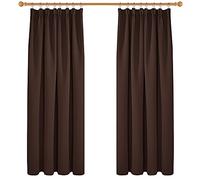Deconovo Solid Thermal Insulated Curtains Pencil Pleat Blackout Curtains for Bedroom 46 x 72 Chocolate 1 Pair