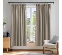 Deconovo Solid Thermal Insulated Curtains Pencil Pleat Blackout Curtains for Bedroom 46 x 72 Taupe 1 Pair