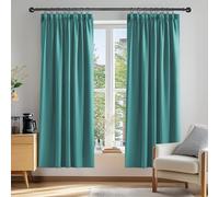 Deconovo Solid Thermal Insulated Curtains Pencil Pleat Blackout Curtains for Bedroom 46 x 72 Turquoise 2 Panels
