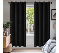 Deconovo Solid Thermal Insulated Energy Saving Eyelet Blackout Curtains for Bedroom Including 55x69 Inch Two Panels Black
