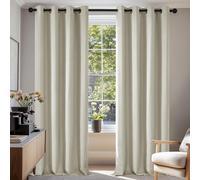 Deconovo Solid Thermal Insulated Room Darkening Curtains Eyelet Window Curtains for Living Room, 52"x 63" Light Beige, 1 PAIR