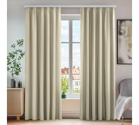 Deconovo Solid Window Treatment Pencil Pleat Curtains Blackout Curtains for Bedroom W55 x L79 Dark Beige One Pair
