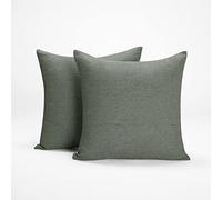 Deconovo Square Cushion Covers, Faux Linen Texture Throw Pillow Cases Pillowcases for Sofa with Invisible Zipper, 18x18 Inch, set of 2, Green