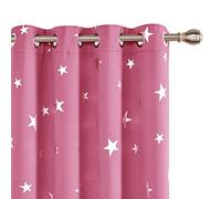 Deconovo Stars Foil Printed Thermal Insulated Curtains Eyelet Blackout Curtains for Livingroom 46 x 72 Inch Pink 1 Pair