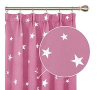 Deconovo Stars Foil Printed Thermal Insulated Curtains Pencil Pleated Blackout Curtains for Living Room 52 x 95 Inch Pink 2 Panels