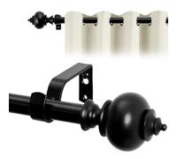 Deconovo Sturdy Metal Curtain Poles 122-213cm with Brackets and Stylish Finial, Adjustable Voile Curtain Poles for Door Way, Heavy Duty Splicing Curtain Rod, Black