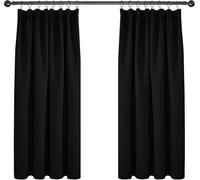 Deconovo Super Soft Black Out Curtains Thermal Insulated Pencil Pleat Blackout Curtains for Living Room 46 x 54 Black 2 Panels