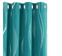 Deconovo Super Soft Blackout Curtains Eyelet Thermal Insulated Room Darkening Silver Wave Line Foil Printed Curtains for Bedroom 66x72 Inch Turquoise 2 Panels