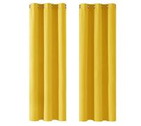 Deconovo Super Soft Blackout Curtains Thermal Insulated Curtains Eyelet Curtains for Baby Nursery Mellow Yellow W42 x L63 Inch One Pair