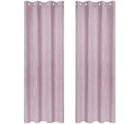 Deconovo Super Soft Blackout Eyelet Curtains Blackout Curtains Foil Dotted Line Printed Thermal Insulated Curtains for Living Room W55 x L95 Baby Pink One Pair