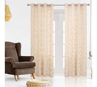 Deconovo Super Soft Crushed Faux Velvet Curtains Window Treatment Golden Flower Pattern Eyelet Curtains for Livingroom 55 x 102 Inch Light Peach Pink Two Panels