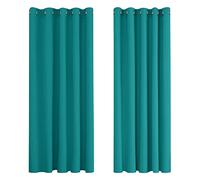Deconovo Super Soft Curtain Panels Solid Thermal Insulated Eyelet Bedroom Blackout Curtains 66 x 72 Inch Turquoise 2 Panels