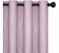 Deconovo Super Soft Dotted Line Foil Printed Thermal Insulated Eyelet Blackout Curtains W52 X L54 Inch Light Pink Two Panels