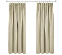 Deconovo Super Soft Pencil Pleat Curtains Thermal Insulated Room Darkening Curtains for Kids Bedroom 66 x 72 Beige 2 Panels