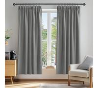 Deconovo Super Soft Pencil Pleat Grey Curtains, Thermal Insulated Energy Saving Long Curtains for Living Room, 46 x 84 Inch, Light Grey, 1 Pair
