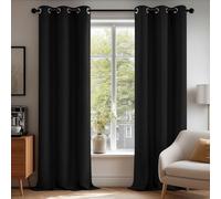 Deconovo Super Soft Room Darkening Curtains Thermal Insulated Eyelet Curtains Blackout Curtains for Boys Bedroom Black 42 x 84 Inch 2 Panels