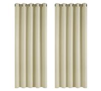 Deconovo Super Soft Room Darkening Curtains Thermal Insulated Eyelet Curtains for Nursery 66 x 54 Inch Beige 2 Panels