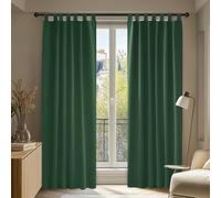 Deconovo Super Soft Solid Blackout Curtains Tab Top Curtains Thermal Insulated Curtains for Garden Dark Green W55 x L87 One Pair