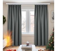 Deconovo Super Soft Solid Curtains Pencil Pleat Thermal Insulated Blackout Curtains for Kids Dark Grey W55 x L96 Inch 2 Panels