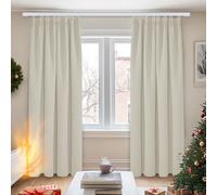 Deconovo Super Soft Solid Pencil Pleat Curtains Thermal Insulated Blackout Curtains for Girls Bedroom Light Beige W55 x L82 Inch 2 Panels