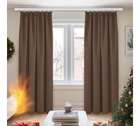 Deconovo Super Soft Solid Pencil Pleat Curtains Thermal Insulated Blackout Curtains for Girls Bedroom Brown W55 x L87 Inch 2 Panels