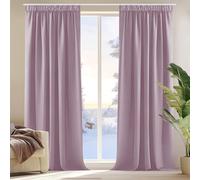 Deconovo Super Soft Solid Pencil Pleat Curtains Thermal Insulated Blackout Curtains for Girls Bedroom Pink Lavender W55 x L69 Inch 2 Panels