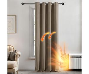 Deconovo Super Soft Solid Ring Top Curtain Eyelet Thermal Insualted Curtain Window Treatment Blackout Curtain for Children Bedroom W55 x L95 Inch Khaki 1 Panel