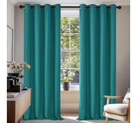 Deconovo Super Soft Solid Thermal Insulated Blackout Curtains for Bedroom Eyelet 55x96 Inch Two Panels Turquoise