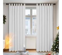 Deconovo Super Soft Solid Thermal Insulated Blackout Curtains Tab Top Curtains for Bathroom 140x175cm Silver Grey ONE Pair