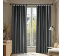 Deconovo Super Soft Solid Thermal Insulated Blackout Curtains Tab Top Curtains for Kitchen 140x175cm Drak Grey ONE Pair