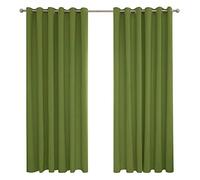 Deconovo Super Soft Solid Thermal Insulated Eyelet Blackout Curtains for Livingroom 90 x 90 Inch 1 Pair Green