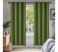 Deconovo Super Soft Solid Thermal Insulated Eyelet Living room Blackout Curtains for Girls 46 x 72 Inch 1 Pair Green