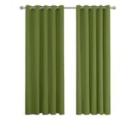 Deconovo Super Soft Solid Thermal Insulated Eyelet Living room Blackout Curtains for Girls, 66" Width x90 Drop, 1 Pair, Green