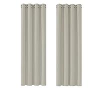 Deconovo Super Soft Solid Thermal Insulated Eyelet Room Darkening Curtains for Living room 55x69 Inch 2 Panels Light Beige