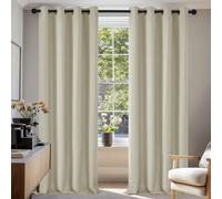 Deconovo Super Soft Solid Thermal Insulated Eyelet Room Darkening Curtains for Living Room 55x82 Inch 2 Panels Light Beige