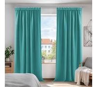 Deconovo Super Soft Solid Thermal Insulated Pencil Pleat Blackout Curtains for Living Room W55xL69 2 Panels Turquoise
