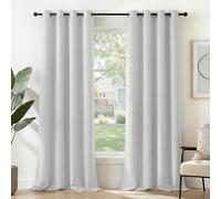 Deconovo Super Soft Solid Thermal Insulated Room Darkening Curtains Eyelet Curtains for Kitchen 135x240cm Silver Grey 2 Panels