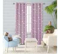Deconovo Super Soft Star Foil Printed Thermal Insulated Eyelet Blackout Curtains For Living Room 46 X 90 Inch Baby Pink 2 Panels