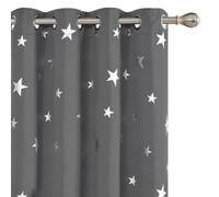 Deconovo Super Soft Star Foil Printed Thermal Insulated Ready Made Eyelet Blackout Curtains, W46 X L72 Inch, Grey, 2 Panels