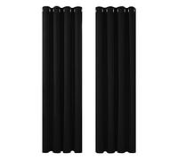 Deconovo Super Soft Thermal Insulated Curtains Eyelet Bedroom Blackout Curtains for Nursery 46 x 90 Drop Inch Black 2 Panels