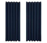 Deconovo Super Soft Thermal Insulated Eyelet Blackout Curtains for Bedroom 90 x 90 Inch Navy Blue 2 Panels