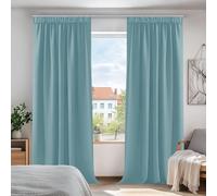 Deconovo Super Soft Thermal Insulated Pencil Pleat Curtains Blackout Curtains for Living Room 90 x 90 Sky Blue Two Panels