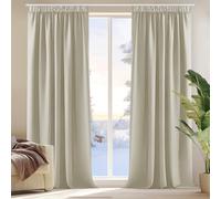 Deconovo Super Soft Thermal Insulated Room Darkening Curtains Solid Pencil Pleat Curtains for Girls Bedroom Light Beige W55 x L69 Inch 2 Panels
