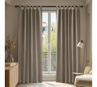 Deconovo Super Soft Thermal Insulated Tab Top Blackout Curtains for Bedroom 140x245cm Khaki ONE Pair