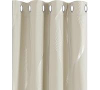 Deconovo Super Soft Wave Line Foil Printed Thermal Insulated Blackout Curtains Window Treatment Eyelet Curtains for Bedroom Light Beige W42 x L84 2 Panels